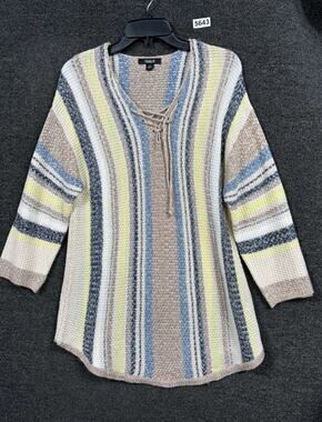 Tribekka 44 Knit Sweater Womens Size XL Multicolor 3/4 Sleeves Pull-over Striped